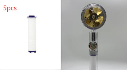 Cabezal de ducha de ahorro de agua con rotación de 360 ​​grados y pequeño ventilador ABS, boquilla rociadora de alta presión, accesorios de baño