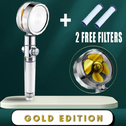 Cabezal de ducha de ahorro de agua con rotación de 360 ​​grados y pequeño ventilador ABS, boquilla rociadora de alta presión, accesorios de baño
