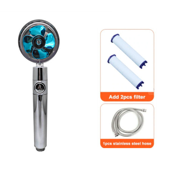 Cabezal de ducha de ahorro de agua con rotación de 360 ​​grados y pequeño ventilador ABS, boquilla rociadora de alta presión, accesorios de baño