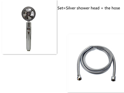 Cabezal de ducha de ahorro de agua con rotación de 360 ​​grados y pequeño ventilador ABS, boquilla rociadora de alta presión, accesorios de baño