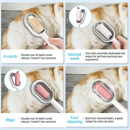 4 In 1 Cat Brush Able To Do Every Pet Cleaning You Need