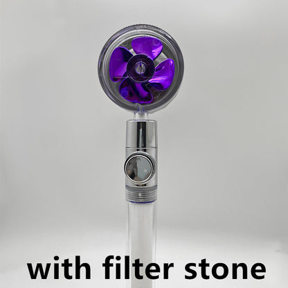 Cabezal de ducha de ahorro de agua con rotación de 360 ​​grados y pequeño ventilador ABS, boquilla rociadora de alta presión, accesorios de baño