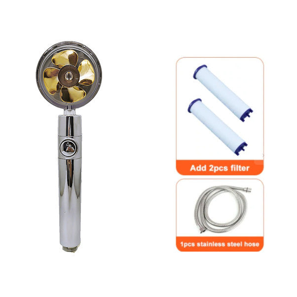 Cabezal de ducha de ahorro de agua con rotación de 360 ​​grados y pequeño ventilador ABS, boquilla rociadora de alta presión, accesorios de baño