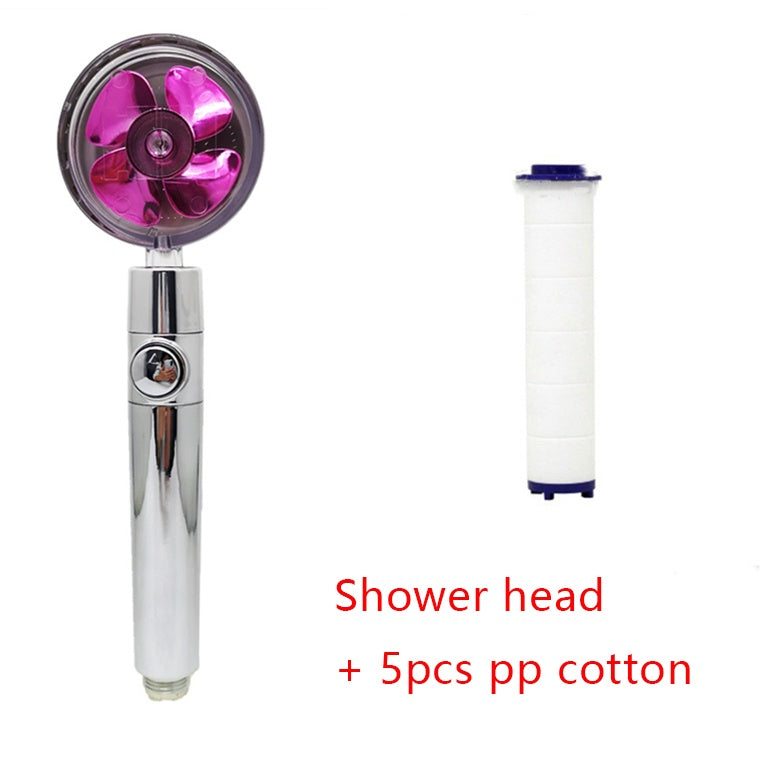 Cabezal de ducha de ahorro de agua con rotación de 360 ​​grados y pequeño ventilador ABS, boquilla rociadora de alta presión, accesorios de baño
