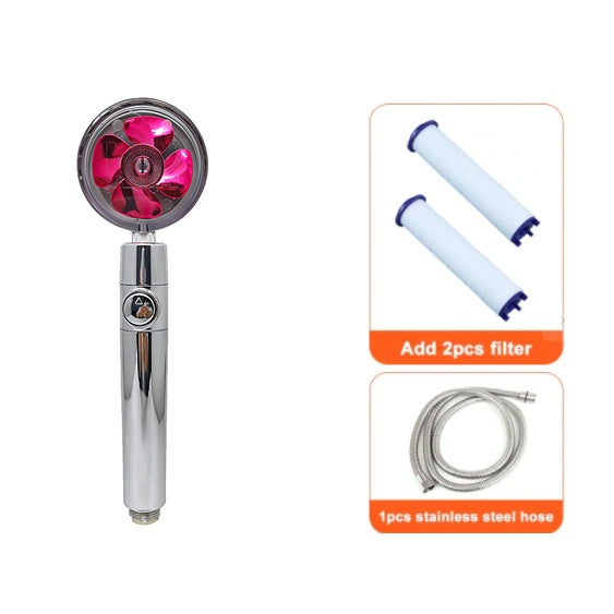 Cabezal de ducha de ahorro de agua con rotación de 360 ​​grados y pequeño ventilador ABS, boquilla rociadora de alta presión, accesorios de baño