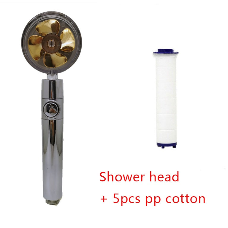 Cabezal de ducha de ahorro de agua con rotación de 360 ​​grados y pequeño ventilador ABS, boquilla rociadora de alta presión, accesorios de baño