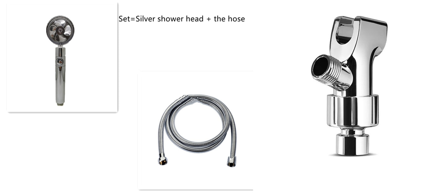 Cabezal de ducha de ahorro de agua con rotación de 360 ​​grados y pequeño ventilador ABS, boquilla rociadora de alta presión, accesorios de baño