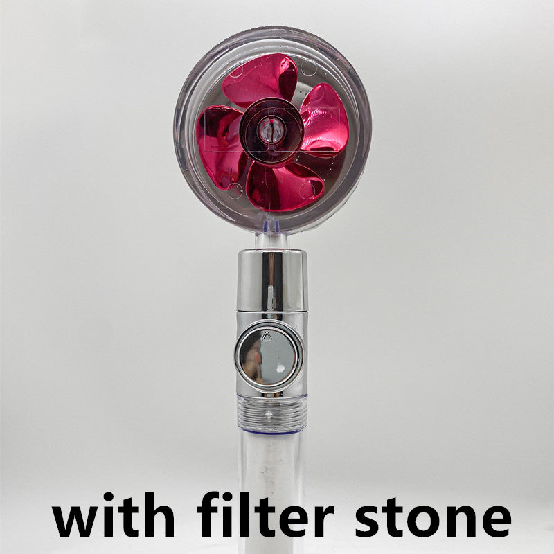Cabezal de ducha de ahorro de agua con rotación de 360 ​​grados y pequeño ventilador ABS, boquilla rociadora de alta presión, accesorios de baño
