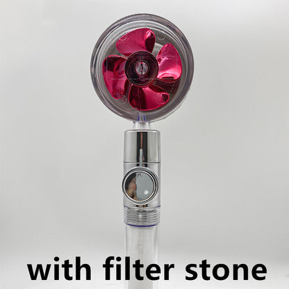 Cabezal de ducha de ahorro de agua con rotación de 360 ​​grados y pequeño ventilador ABS, boquilla rociadora de alta presión, accesorios de baño
