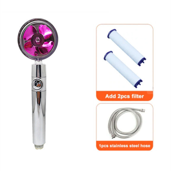Cabezal de ducha de ahorro de agua con rotación de 360 ​​grados y pequeño ventilador ABS, boquilla rociadora de alta presión, accesorios de baño
