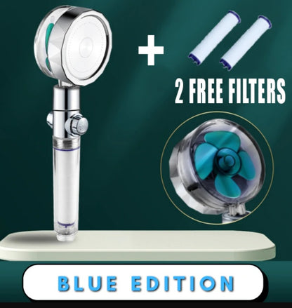 Cabezal de ducha de ahorro de agua con rotación de 360 ​​grados y pequeño ventilador ABS, boquilla rociadora de alta presión, accesorios de baño