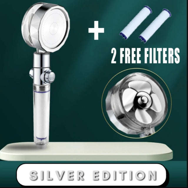 Cabezal de ducha de ahorro de agua con rotación de 360 ​​grados y pequeño ventilador ABS, boquilla rociadora de alta presión, accesorios de baño