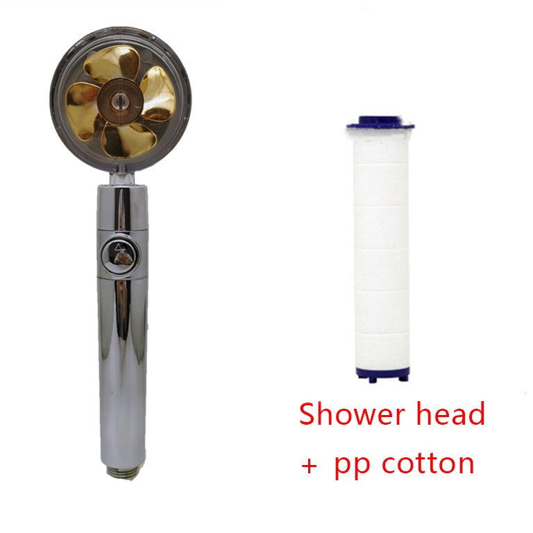 Cabezal de ducha de ahorro de agua con rotación de 360 ​​grados y pequeño ventilador ABS, boquilla rociadora de alta presión, accesorios de baño