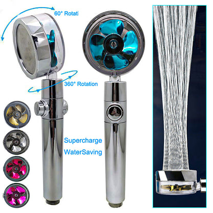 Cabezal de ducha de ahorro de agua con rotación de 360 ​​grados y pequeño ventilador ABS, boquilla rociadora de alta presión, accesorios de baño