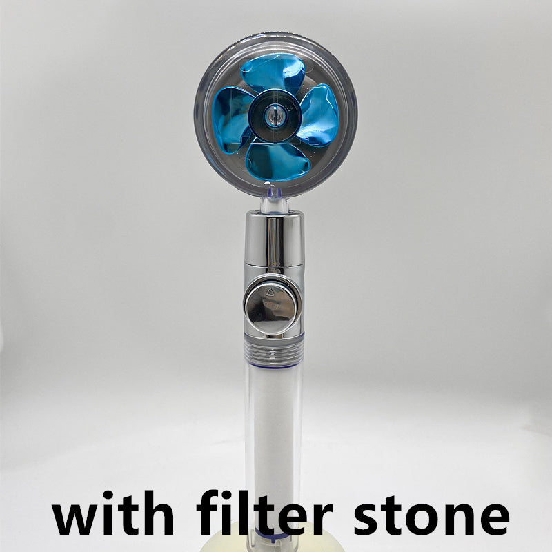 Cabezal de ducha de ahorro de agua con rotación de 360 ​​grados y pequeño ventilador ABS, boquilla rociadora de alta presión, accesorios de baño