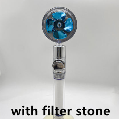 Cabezal de ducha de ahorro de agua con rotación de 360 ​​grados y pequeño ventilador ABS, boquilla rociadora de alta presión, accesorios de baño
