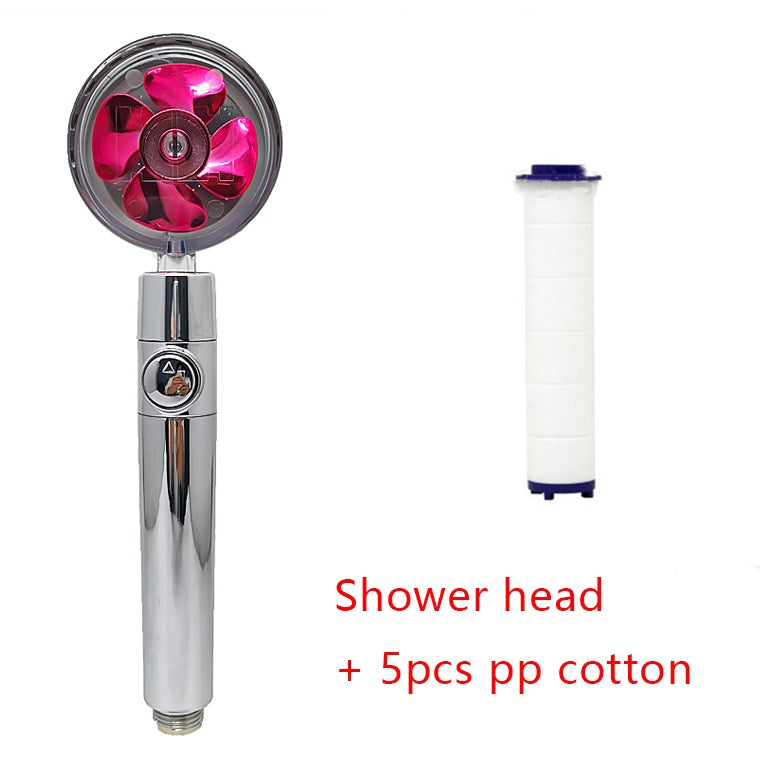 Cabezal de ducha de ahorro de agua con rotación de 360 ​​grados y pequeño ventilador ABS, boquilla rociadora de alta presión, accesorios de baño