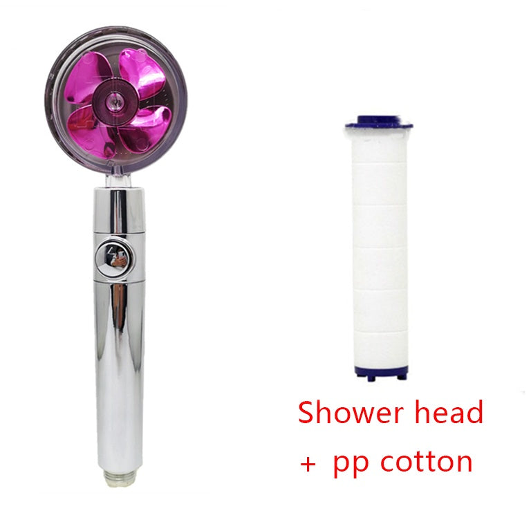 Cabezal de ducha de ahorro de agua con rotación de 360 ​​grados y pequeño ventilador ABS, boquilla rociadora de alta presión, accesorios de baño