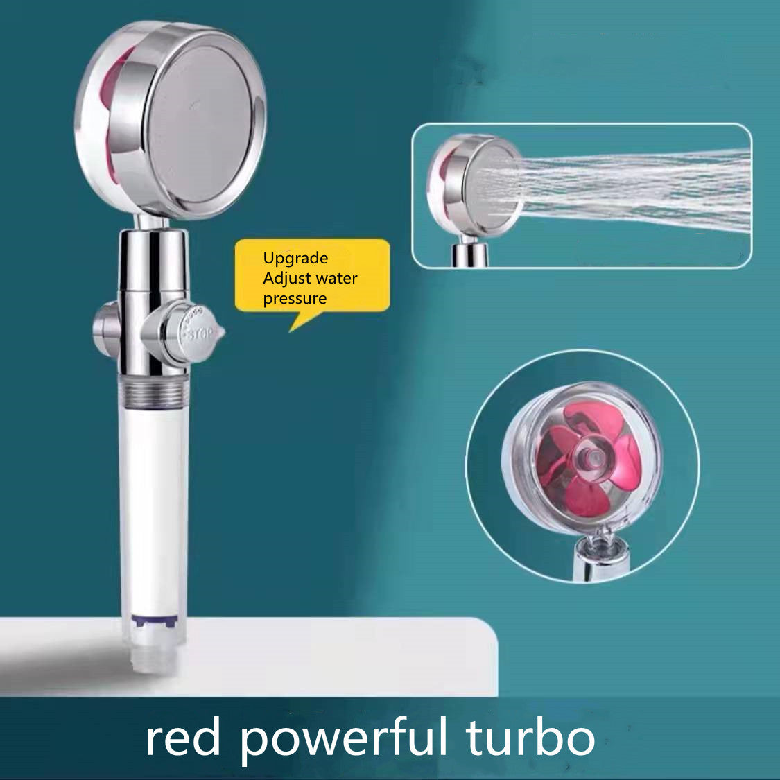Cabezal de ducha de ahorro de agua con rotación de 360 ​​grados y pequeño ventilador ABS, boquilla rociadora de alta presión, accesorios de baño