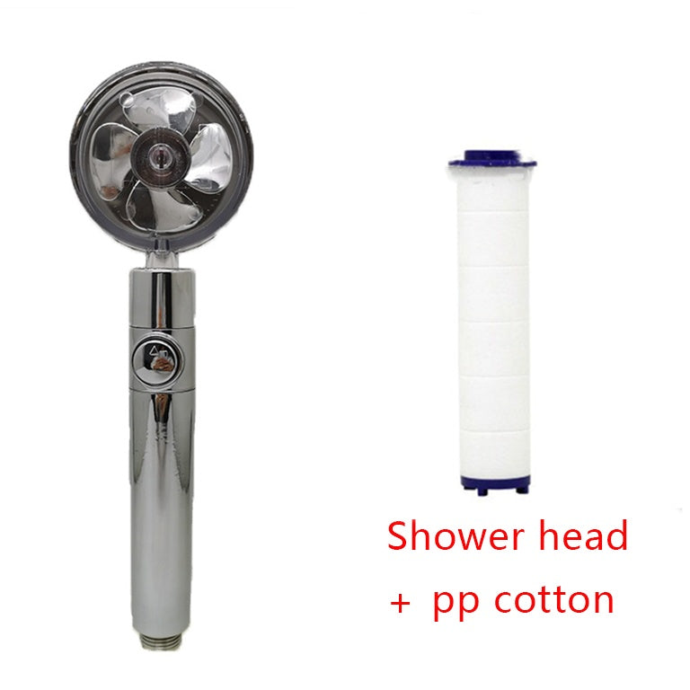 Cabezal de ducha de ahorro de agua con rotación de 360 ​​grados y pequeño ventilador ABS, boquilla rociadora de alta presión, accesorios de baño