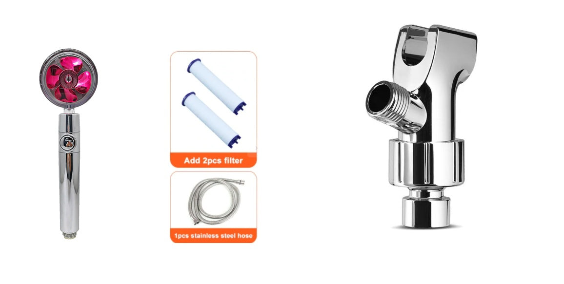Cabezal de ducha de ahorro de agua con rotación de 360 ​​grados y pequeño ventilador ABS, boquilla rociadora de alta presión, accesorios de baño